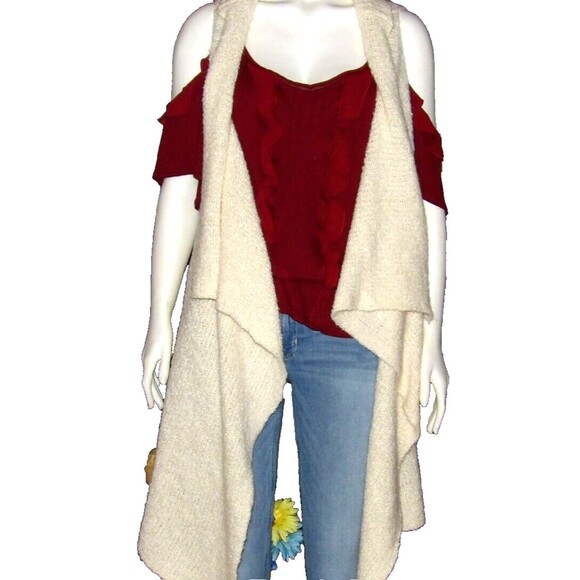 Mossimo Ivory Cardigan Handkerchief Hemline Sleeveless Duster Sweater Open XS/TP - Picture 1 of 7